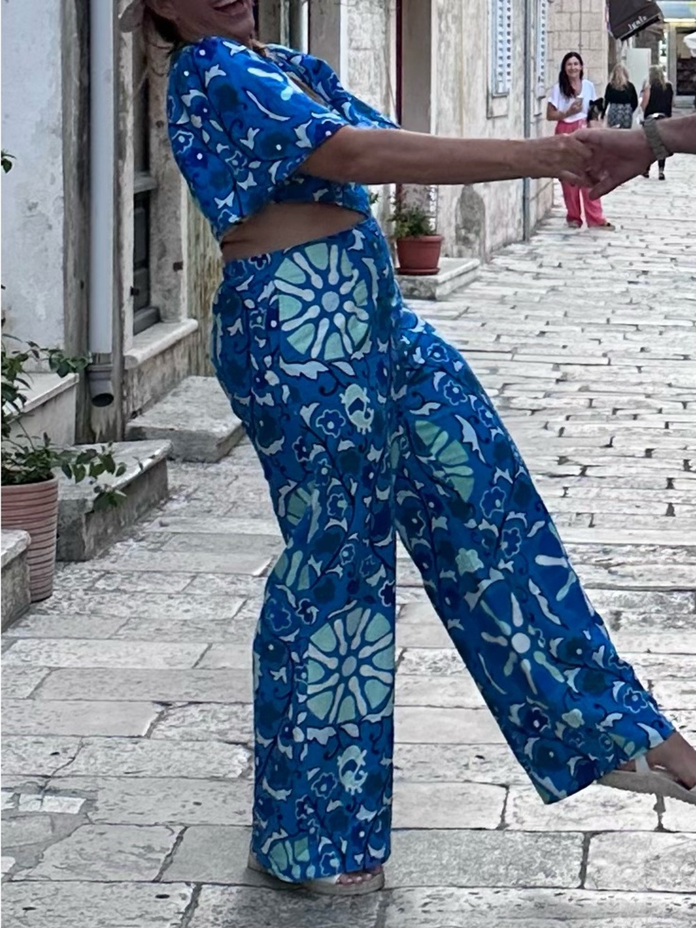 RHODE Women’s L Vibrant Blue Floral Jumpsuit